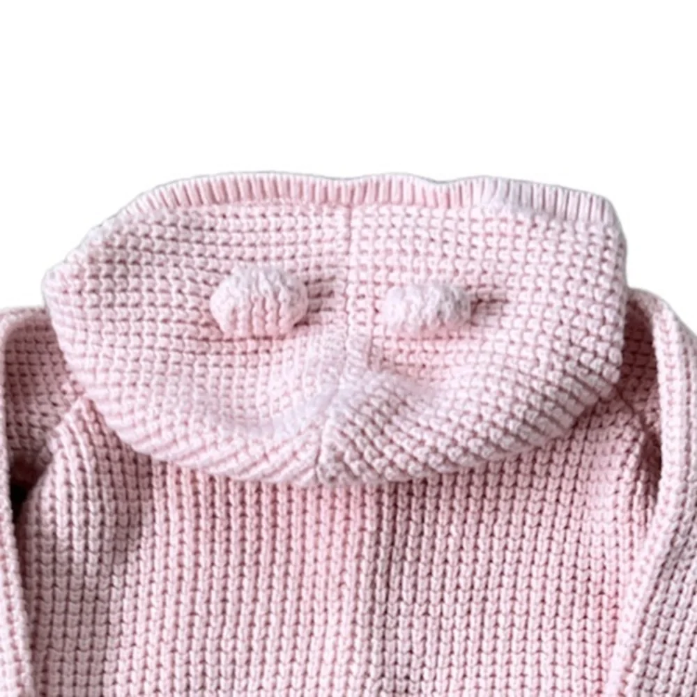 Carter's Baby Girl Light‎ Pink Waffle Knit Hooded Cardigan Sweater Sz. 6M